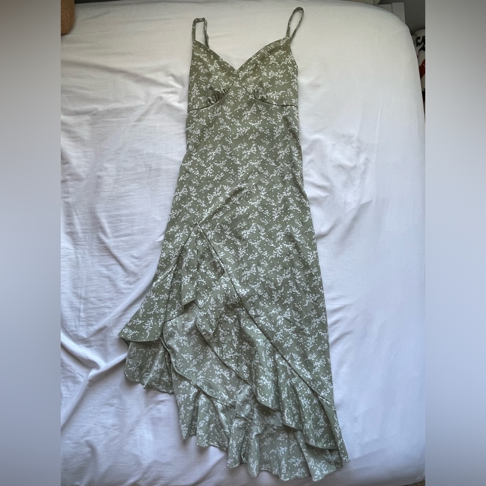 Sage green flowered dress